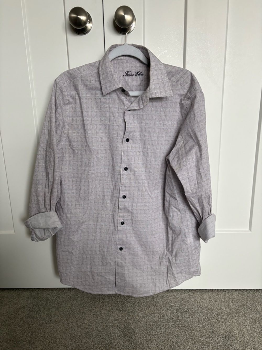 Tasso Elba Men's Light Gray Textured Dress Shirt